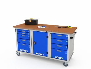 Верстак мобильный трехтумбовый WOKER PRO 3514.1800
