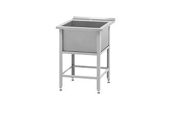 Ванна моечная ВМСн - 800 (800x800x860) Norma Inox, 1 м/о 700x700x400 (полка с отверстием, борт; ножка угловая)