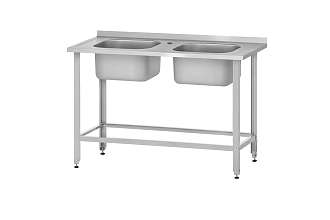 Ванна моечная цельнотянутая ВМЦп - 1200x700x860 Profi Inox, 2 м/о 500x500x300, борт, отв. д/смесит.