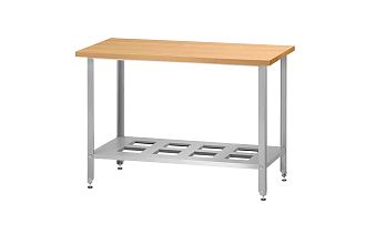 Стол кондитерский СПРн - 1200x600x860 Norma Inox, бук/40 (полка-решетка, ножка угловая)