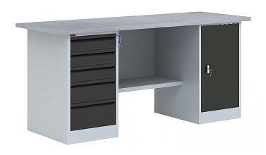 Верстак двухтумбовый (с тумбой и драйвером) - ВП 4 (Графит)