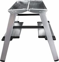 Стремянка алюминиевая двухсторонняя со ступенями 130 мм и площадкой 350х260 мм NV1127.2