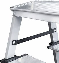 Стремянка двухсторонняя стальная с алюминиевыми ступенями 130 мм и площадкой 350х260 мм NV1147.6