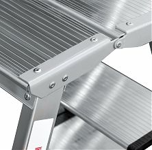 Стремянка алюминиевая двухсторонняя со ступенями 130 мм и площадкой 350х260 мм NV1127.3