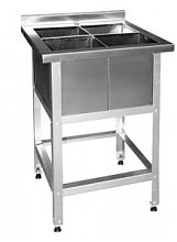 Ванна моечная двухсекционная сварная ВМС 1400x500x860 (полка с отверствием под смеситель)