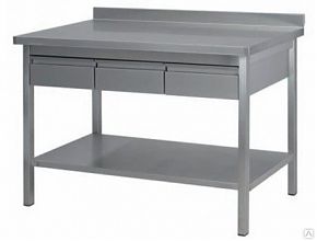 Ванна моечная двухсекционная сварная ВМС 1400x500x860 Нержавеющий каркас (полка с отверствием под смеситель)